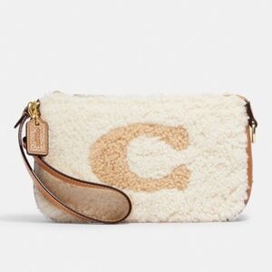 Coach Nolita 19 In Shearling With Coach Motif in Beige